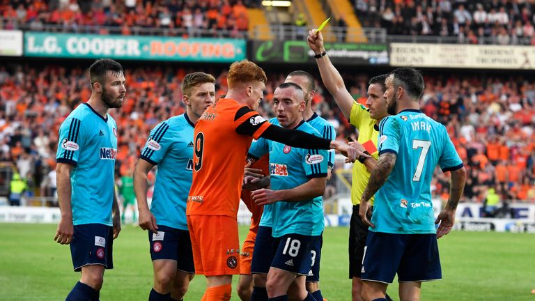 A second yellow card for Dundee United's Simon Murray