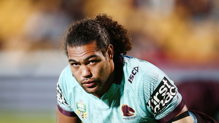  Adam Blair of the Broncos during warmup prior to the round 12 NRL match between the New Zealand Warriors and the Brisbane Broncos