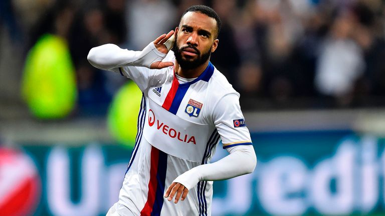 Alexandre Lacazette in action during the Europa League round of 16 against Roma on March 9
