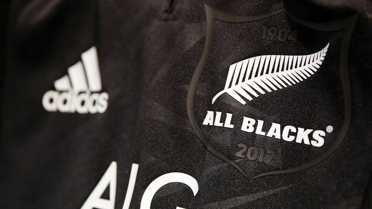 The All Blacks jersey with the new logo