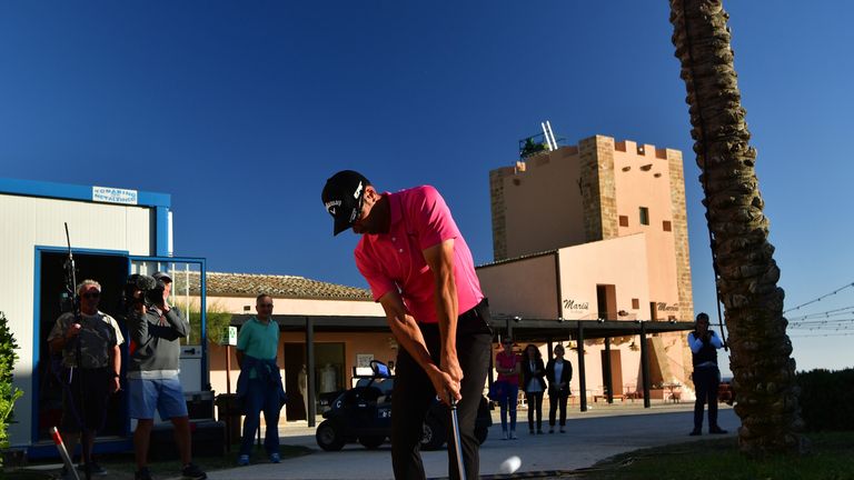 SCIACCA, ITALY - MAY 20:  Alvaro Quiros of Spain plays a shot on the 18th hole during the third round of The Rocco Forte Open at The Verdura Golf and Spa R