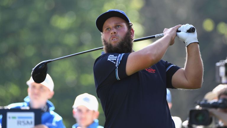 Andrew Johnston of England tees off on the 17th hole during day three of the BMW PGA Championship at Wentworth