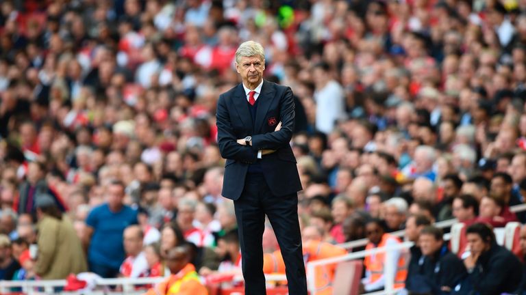 Arsene Wenger looks on from the touchline at the Emirates Stadium