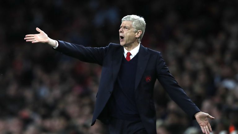 Arsenal's French manager Arsene Wenger gestures on the touchline during the English Premier League football match between Arsenal and Sunderland at the Emi