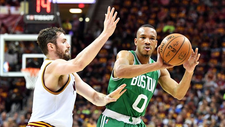 Avery Bradley (R) was the late hero for the Boston Celtics on Sunday