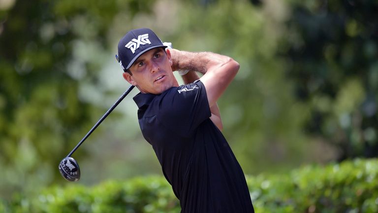 IRVING, TX - MAY 21:  Billy Horschel plays his shot from the first tee during the Final Round of the AT&T Byron Nelson at the TPC Four Seasons Resort Las C