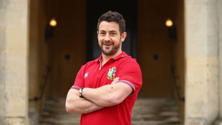 British & Irish Lions scrum half Greig Laidlaw poses after a press conference at London Syon Park Hotel