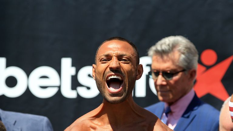 Kell Brook during the weigh-in at Sheffield City Hall