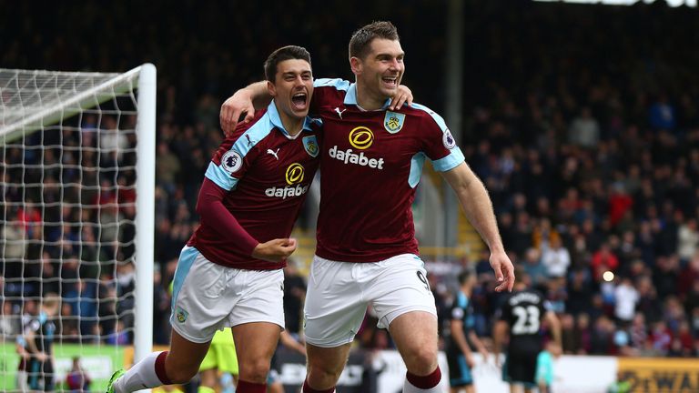 Sam Vokes celebrates Burnley's opening goal