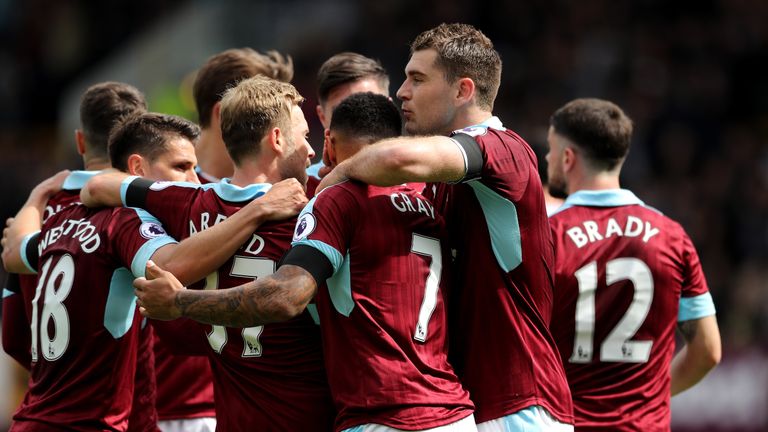 Sam Vokes celebrates scoring Burnley's opening goal