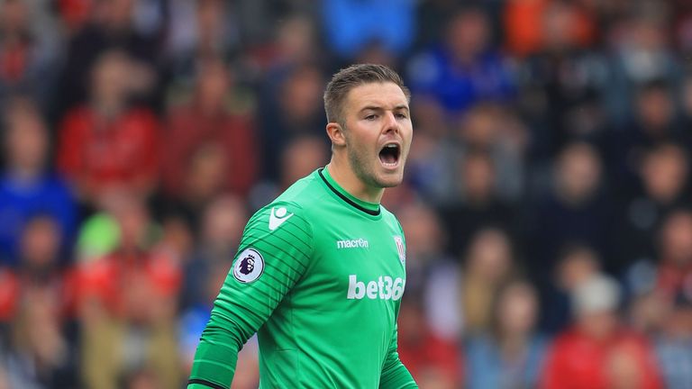Jack Butland protested Bournemouth's late goal was offside 