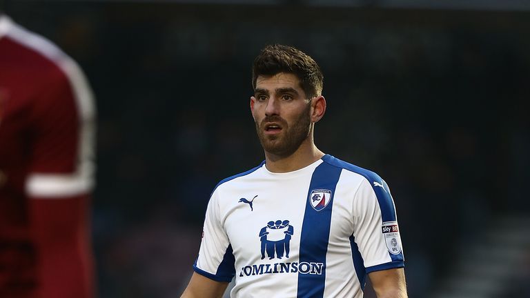 Ched Evans of Chesterfield in action during the Sky Bet League One match v Northampton Town