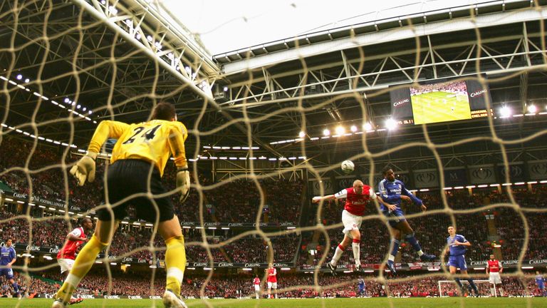 CARDIFF, UNITED KINGDOM - FEBRUARY 25:  Didier Drogba of Chelsea rises to head the winning goal during the Carling Cup Final match between Chelsea and Arse