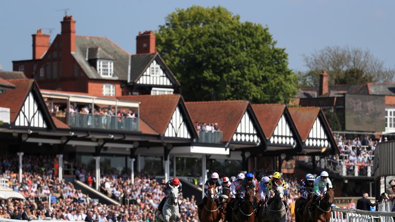 Runners and riders in the 188Bet Chester Cup Handicap during day one of the Chester May Festival.
