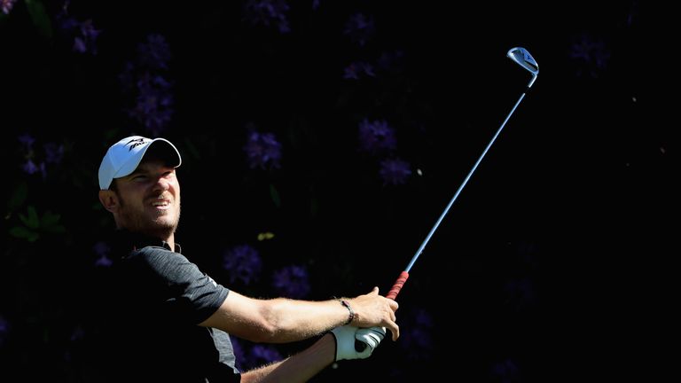 Chris Wood of England tees off on the 7th hole during day three of the BMW PGA Championship at Wentworth