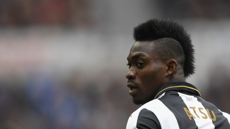 Newcastle player Christian Atsu looks on during the Sky Bet Championship match between Newcastle United and Barnsley