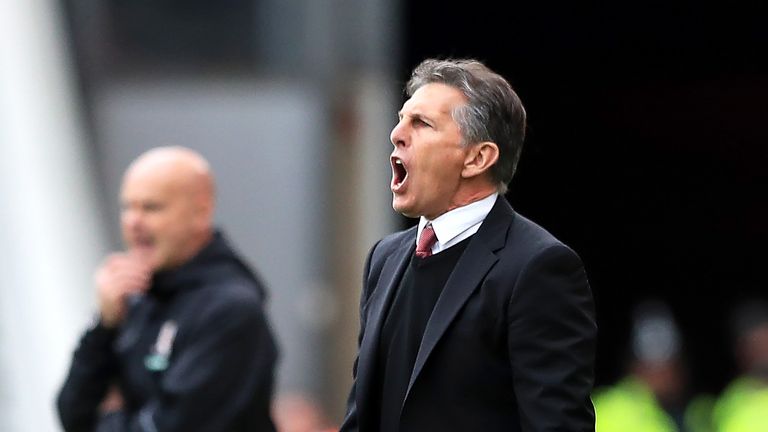 Claude Puel shouts from the sideline during the Premier League match against Middlesbrough
