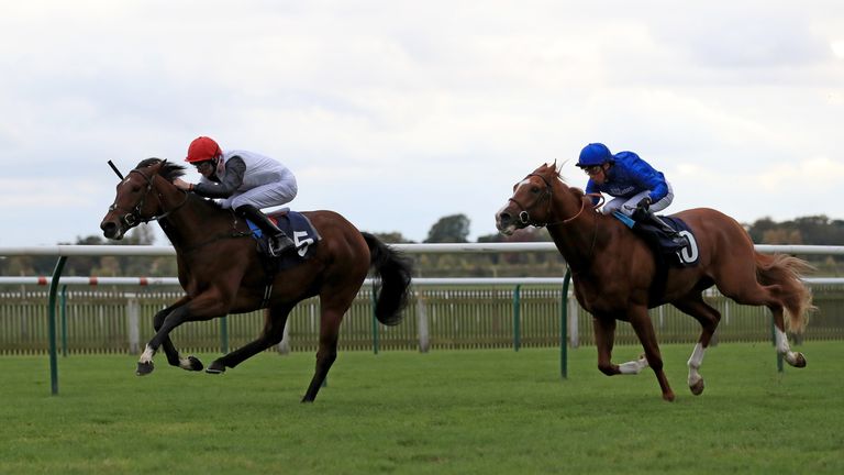 Cracksman and Robert Havlin win their maiden at Newmarket.