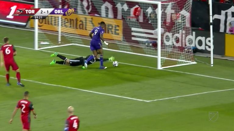 Toronto FC goalkeeper Alex Bono produces wonder save to deny Orlando City striker Cyle Larin