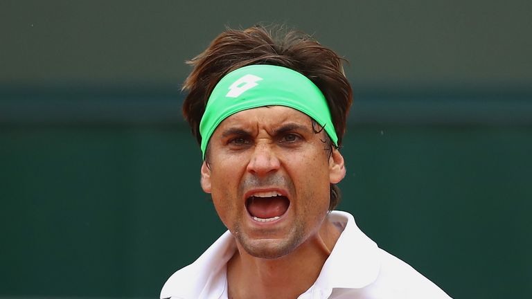 David Ferrer celebrates victory over Donald Young during the first round at Roland Garros