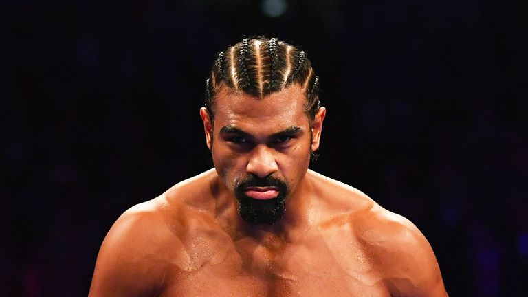 David Haye looks on prior to his heavyweight contest against Tony Bellew at The O2 Arena