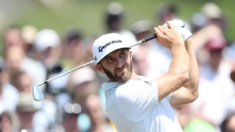 Dustin Johnson during the first round of the THE PLAYERS Championship on the Stadium Course at TPC Sawgrass