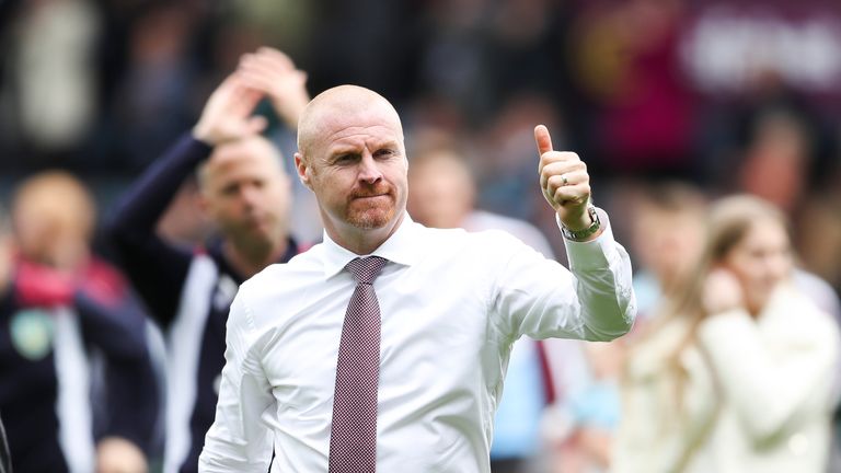BURNLEY, ENGLAND - MAY 21: Sean Dyche at the end of the Premier League match between Burnley and West Ham United at Turf Moor on May 21, 2017 in Burnley, E
