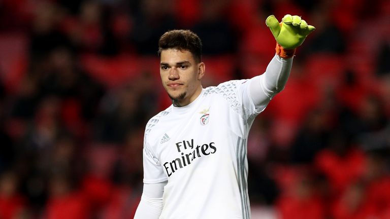 Ederson in Champions League action for Benfica earlier this season