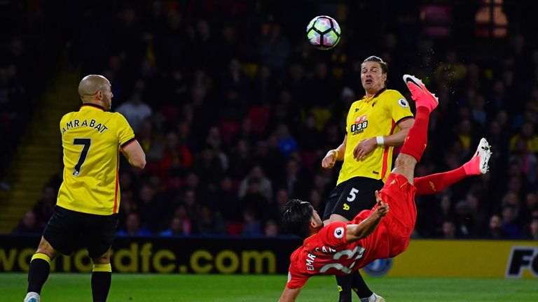 Emre Can scores for Liverpool against Watford