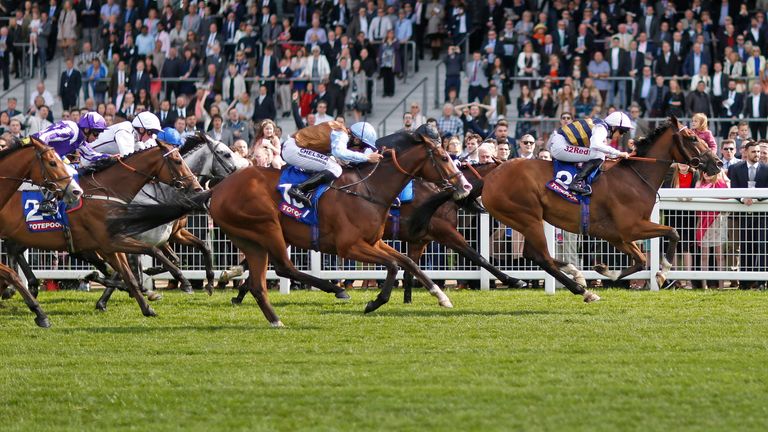 Josephine Gordon riding Fastnet Tempest (R) wins the Totescoop6 Victoria Cup at Ascot