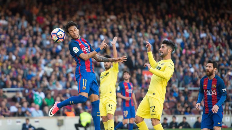 Neymar guides his header beyond  Andres to give Barcelona the lead