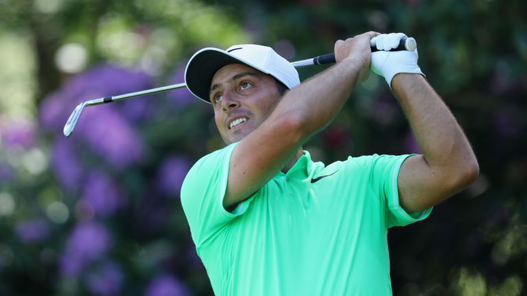 Francesco Molinari of Italy tees off on the 10th hole during day three of the BMW PGA Championship at Wentworth