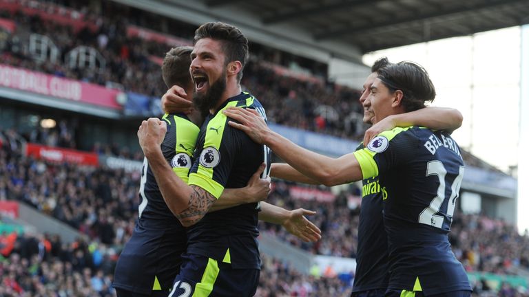 STOKE ON TRENT, ENGLAND - MAY 13: during the Premier League match between Stoke City and Arsenal at Bet365 Stadium on May 13, 2017 in Stoke 