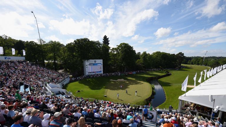 A general view of the 18th green during day three of the BMW PGA Championship at Wentworth