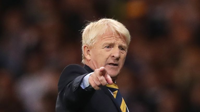 GLASGOW, SCOTLAND - OCTOBER 08: Scotlands manager Gordon Strachan reacts during the FIFA 2018 World Cup Qualifier between Scotland and Lithuania at Hampden