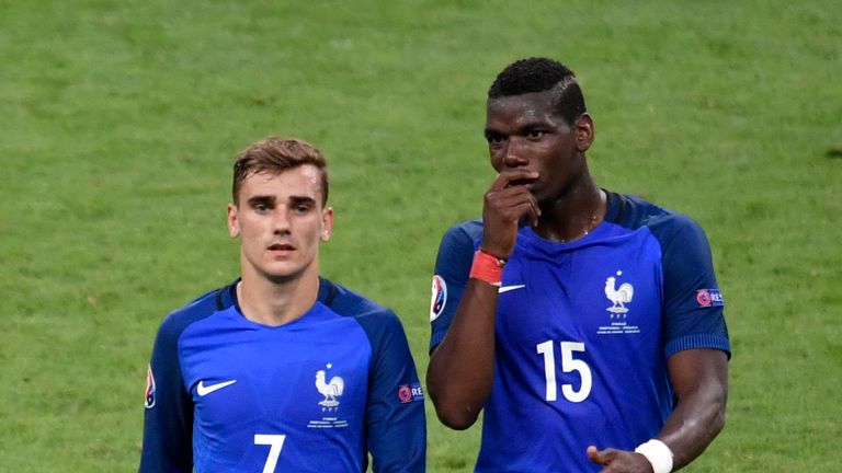 Antoine Griezmann (left) last year said he wanted to join France team-mate Paul Pogba at club level