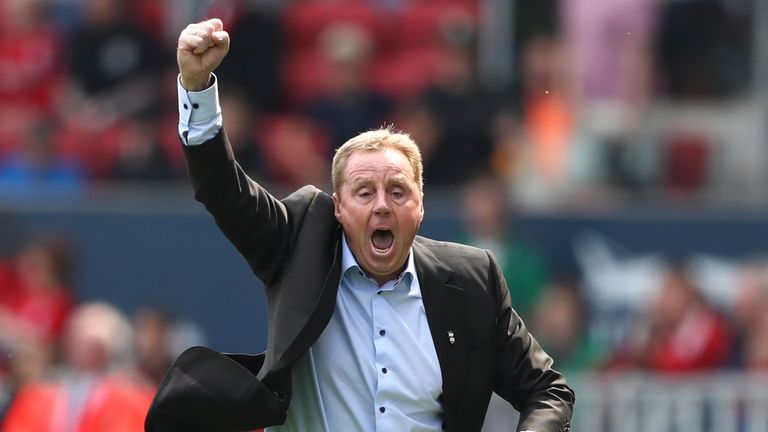 BRISTOL, ENGLAND - MAY 07:  Harry Redknapp, Manager of Birmingham City celebrates after his side avoid relegation 
