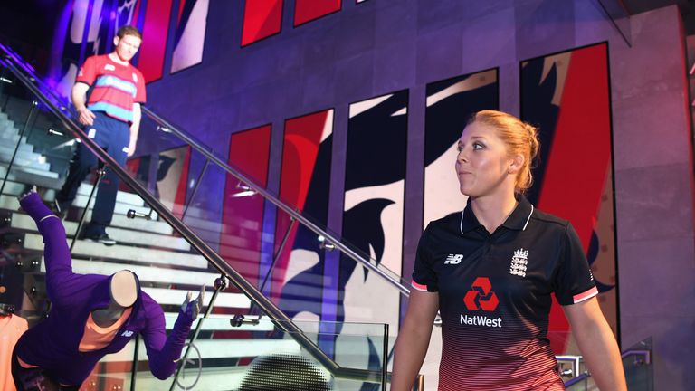 LONDON, ENGLAND - MAY 02: Heather Knight, England Women's captain looks on during the New Balance England Cricket Kit Launch at the New Balance store, Oxfo