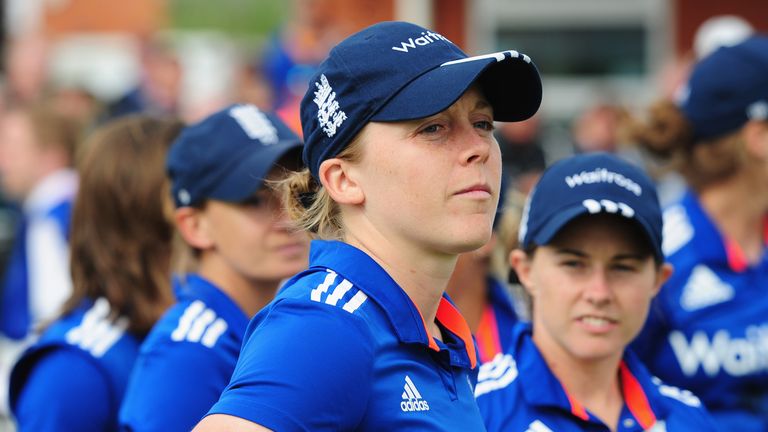 TAUNTON, UNITED KINGDOM - JUNE 27: Heather Knight, Captain of England Women looks on during the 3rd Royal Royal London ODI between England Women and Pakist