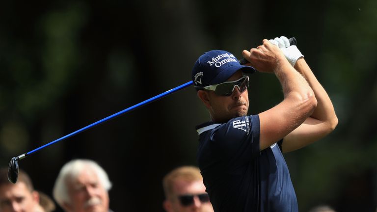 Henrik Stenson of Sweden tees off on the third hole during day four of the BMW PGA Championship at Wentworth