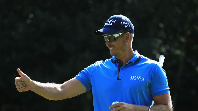 VIRGINIA WATER, ENGLAND - MAY 24:  Henrik Stenson of Sewden reacts during the BMW PGA Championship Pro-AM at Wentworth on May 24, 2017 in Virginia Water, E