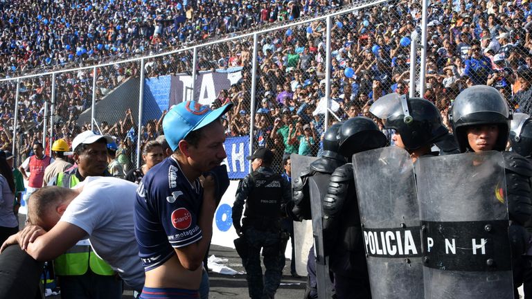 Fans were distraught after a stampede at the National Stadium in Tegucigalpa