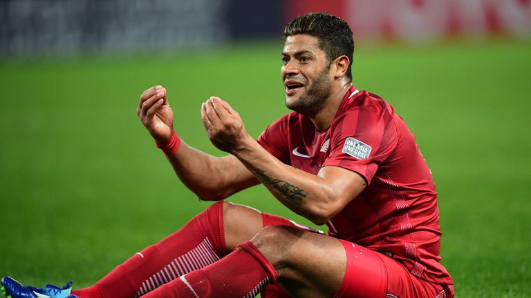 Shanghai SIPG's Brazilian forward Hulk reacts during the AFC Asian Champions League group football match between China's Shanghai SIPG and Australia's West