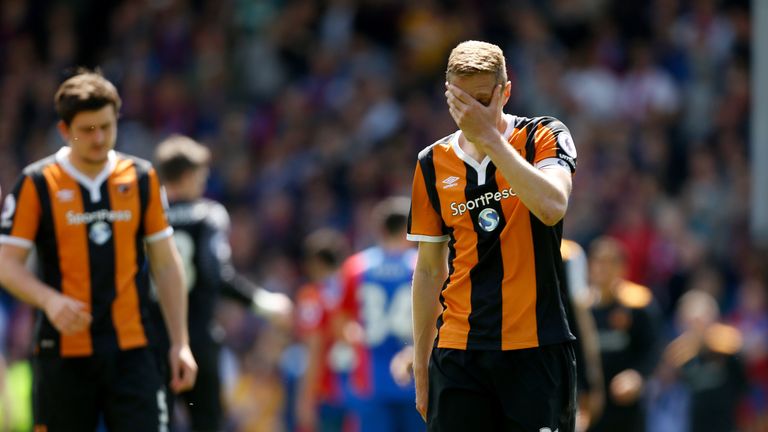 Hull City's Michael Dawson reacts after the Premier League match at Selhurst Park, London