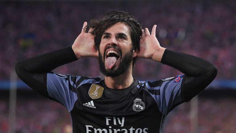 Isco celebrates his crucial away goal against Atletico Madrid
