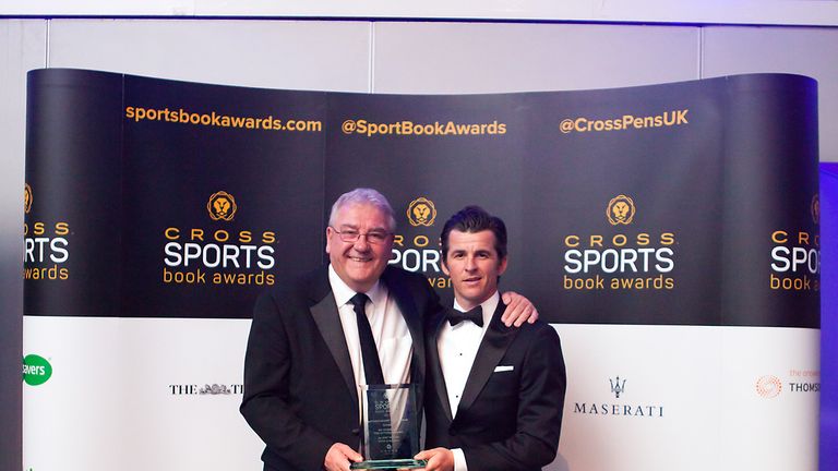 Joey Barton (R) and co-author Michael Calvin after receiving the Cross Sports Book Award for best autobiography for No Nonsense