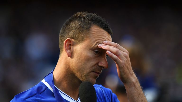 An emotional John Terry addressed the Chelsea fans after his final home game on Sunday