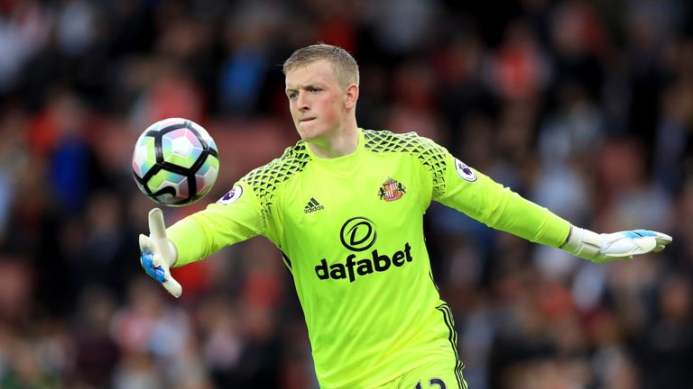 LONDON, ENGLAND - MAY 16: Jordan Pickford of Sunderland kick the ball during the Premier League match between Arsenal and Sunderland at Emirates Stadium on