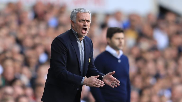Jose Mourinho during Man Utd's game against Tottenham