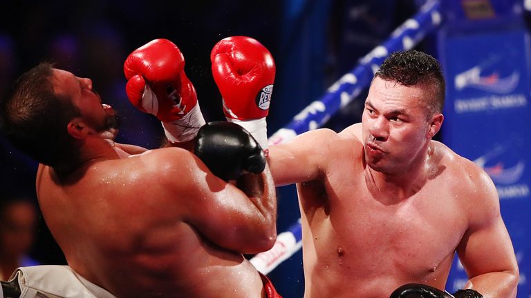 Joseph Parker takes the inititative during the first defence of his world heavyweight title